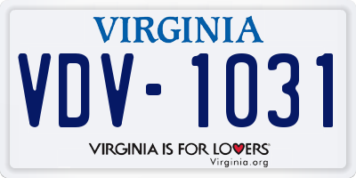 VA license plate VDV1031