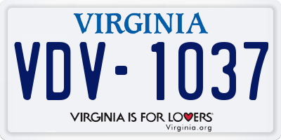 VA license plate VDV1037