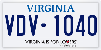VA license plate VDV1040