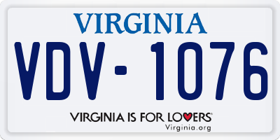 VA license plate VDV1076
