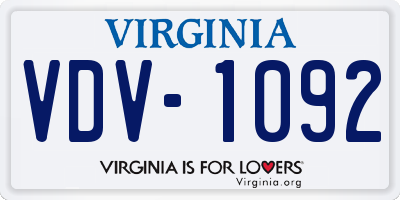 VA license plate VDV1092