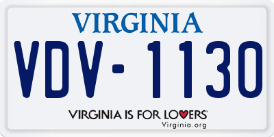 VA license plate VDV1130