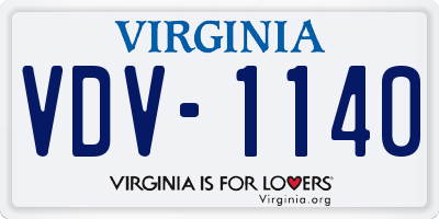 VA license plate VDV1140