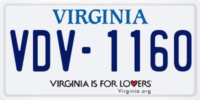 VA license plate VDV1160