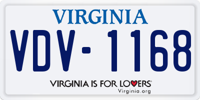 VA license plate VDV1168