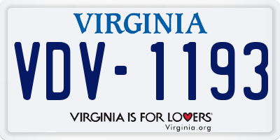 VA license plate VDV1193