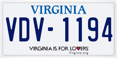VA license plate VDV1194