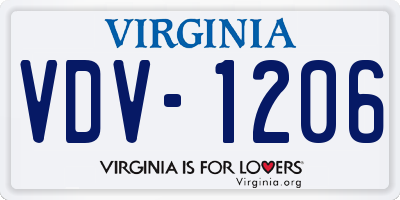 VA license plate VDV1206