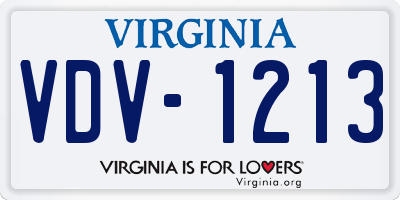 VA license plate VDV1213