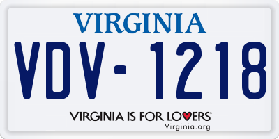 VA license plate VDV1218