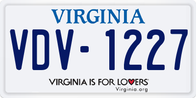 VA license plate VDV1227