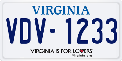 VA license plate VDV1233