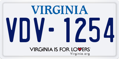 VA license plate VDV1254