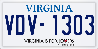 VA license plate VDV1303