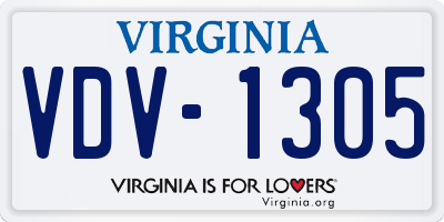 VA license plate VDV1305