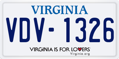 VA license plate VDV1326