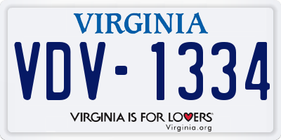 VA license plate VDV1334
