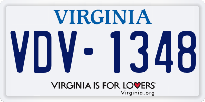 VA license plate VDV1348
