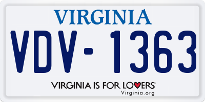 VA license plate VDV1363