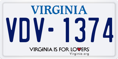 VA license plate VDV1374