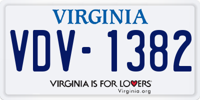 VA license plate VDV1382