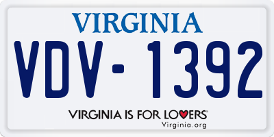 VA license plate VDV1392