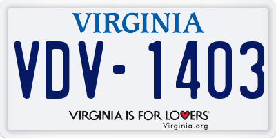 VA license plate VDV1403