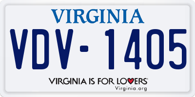 VA license plate VDV1405