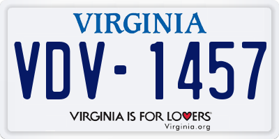 VA license plate VDV1457
