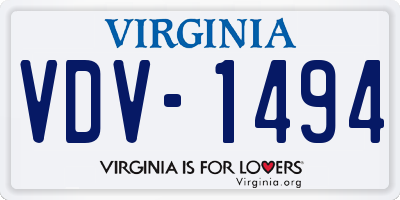 VA license plate VDV1494