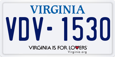 VA license plate VDV1530