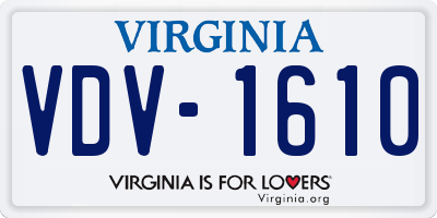 VA license plate VDV1610