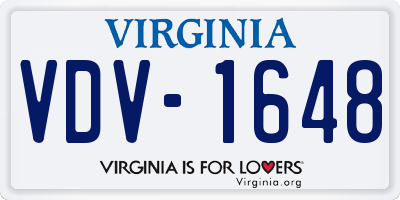 VA license plate VDV1648