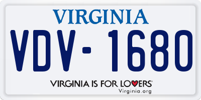 VA license plate VDV1680