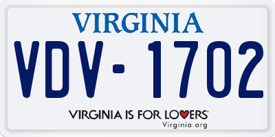VA license plate VDV1702
