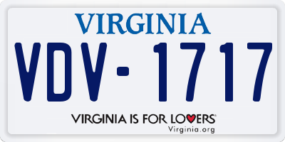 VA license plate VDV1717