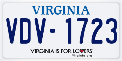 VA license plate VDV1723