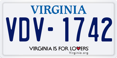 VA license plate VDV1742