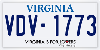 VA license plate VDV1773