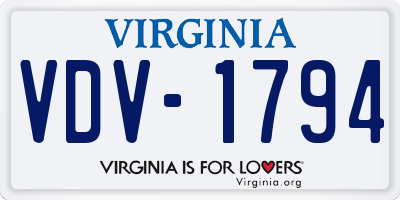VA license plate VDV1794