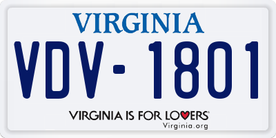 VA license plate VDV1801