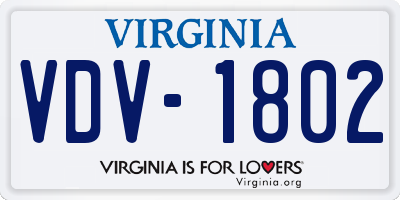 VA license plate VDV1802