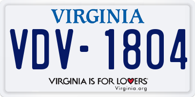 VA license plate VDV1804