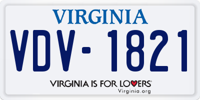 VA license plate VDV1821