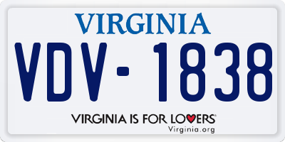 VA license plate VDV1838