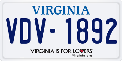 VA license plate VDV1892