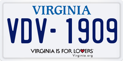 VA license plate VDV1909