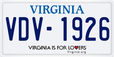 VA license plate VDV1926