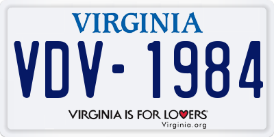 VA license plate VDV1984