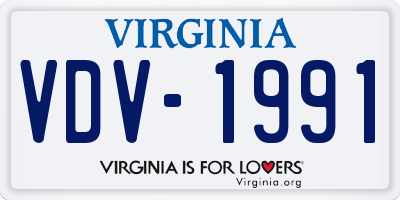 VA license plate VDV1991